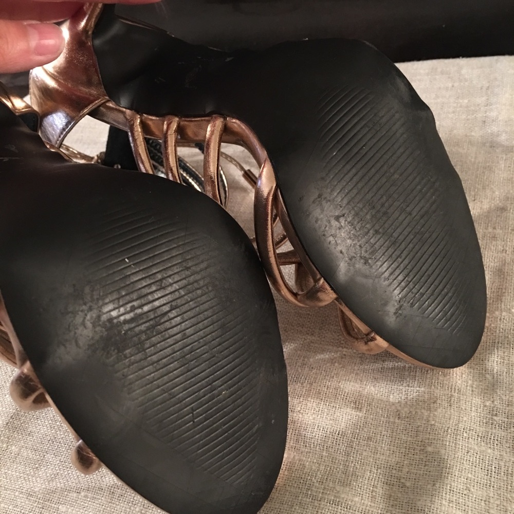 Rose Gold Strappy Heels - Picture 7 of 8